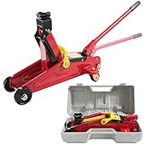 Arebos Hydraulischer Wagenheber Rangierwagenheber 2 Tonnen mit extralanger Hubstange und Koffer